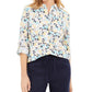 Charter Club Women's Cotton Floral-Print Shirt White Size Extra Large