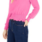 Bar III Women's Sheer-Sleeve Smocked-Waist Top Becca Pink Size Extra Small