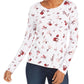 Charter Club Women's Pima Cotton Ditsy-Print Top Bright White Cmb Size Medium