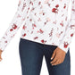 Charter Club Women's Pima Cotton Ditsy-Print Top Bright White Cmb Size Medium