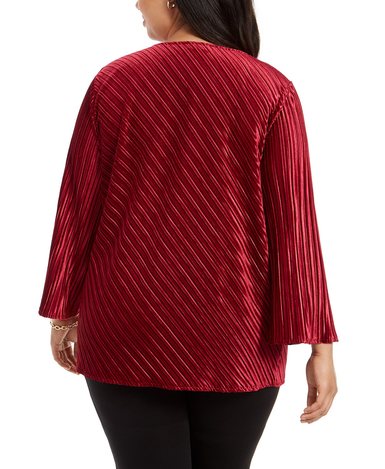 Alfani Women's Plus Size Ribbed V-Neck Top Red Size X-Large