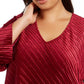 Alfani Women's Plus Size Ribbed V-Neck Top Red Size X-Large