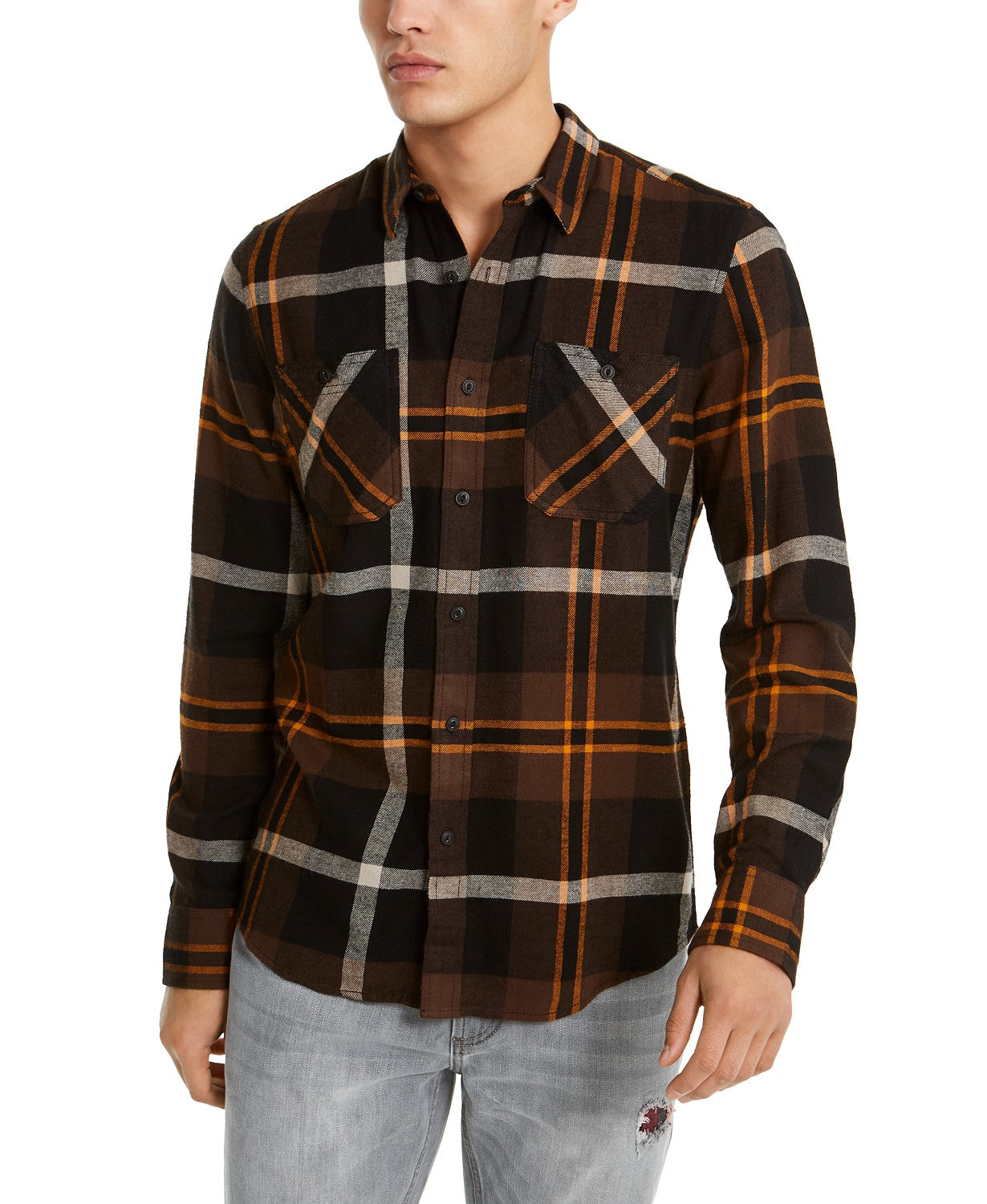 American Rag Men's Drew Plaid Flannel Shirt Black Size X-Small