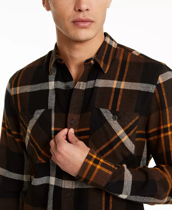 American Rag Men's Drew Plaid Flannel Shirt Black Size X-Small