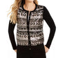 Charter Club Women's Sequined Fair Isle Cardigan Black Size X-Large