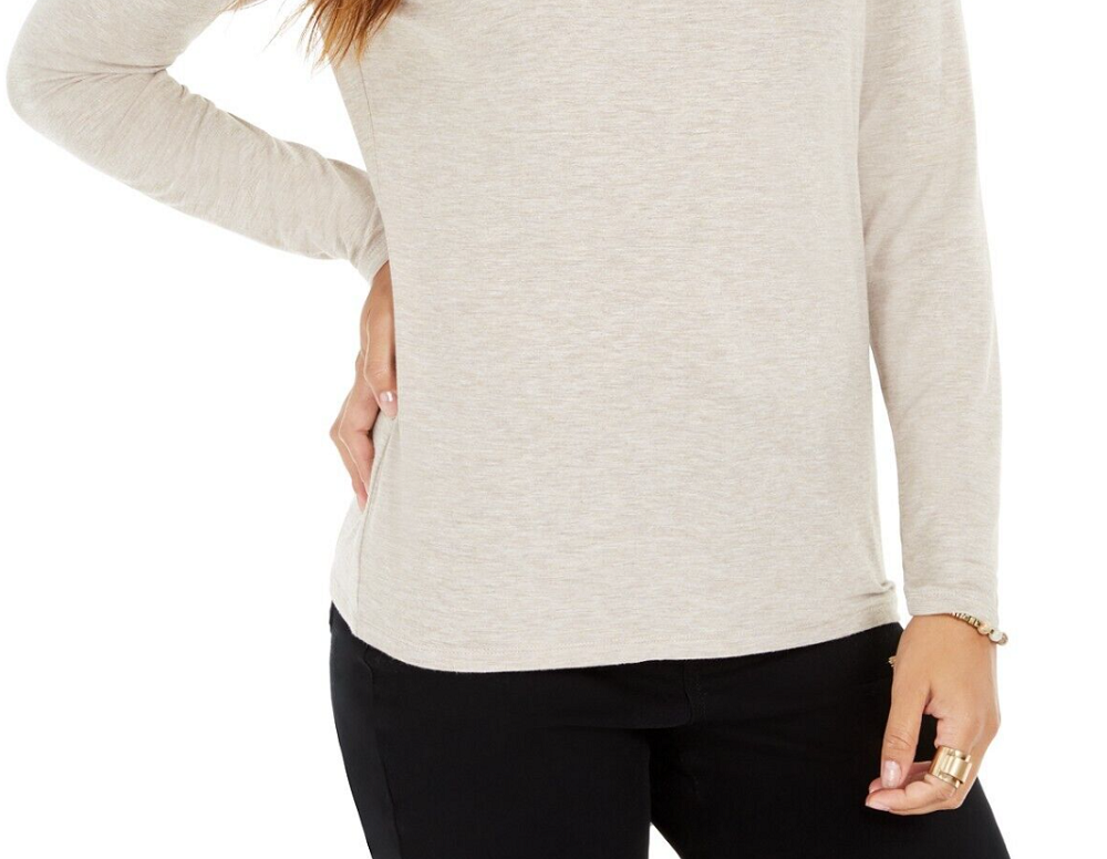 Style & Co Women's Long Sleeve Turtleneck Top Beige Size X-Large