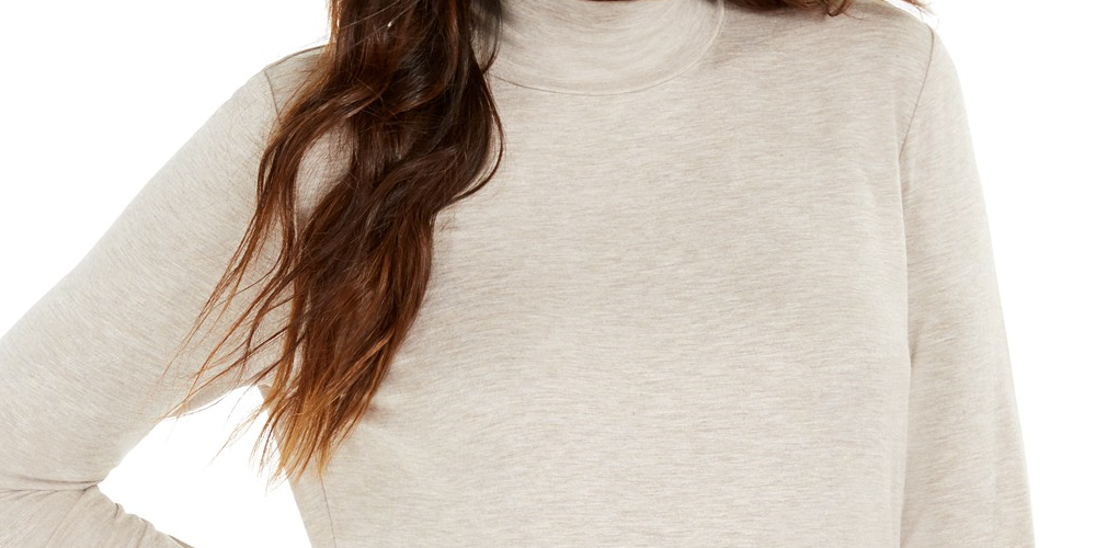 Style & Co Womne's Mock-Neck Top  Lt Beige Size Petite