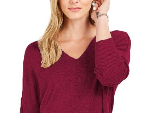 Style & Co Women's Drop-Shoulder V-Neck Tunic Red Size X-Large
