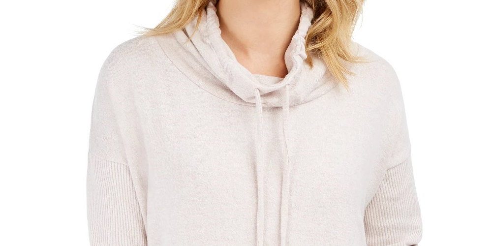 Style & Co Women's Drawstring Cowl-Neck Sweater  Size Extra Large