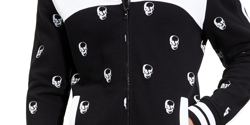 INC International Concepts Men's Skull Track Jacket Black Size Large