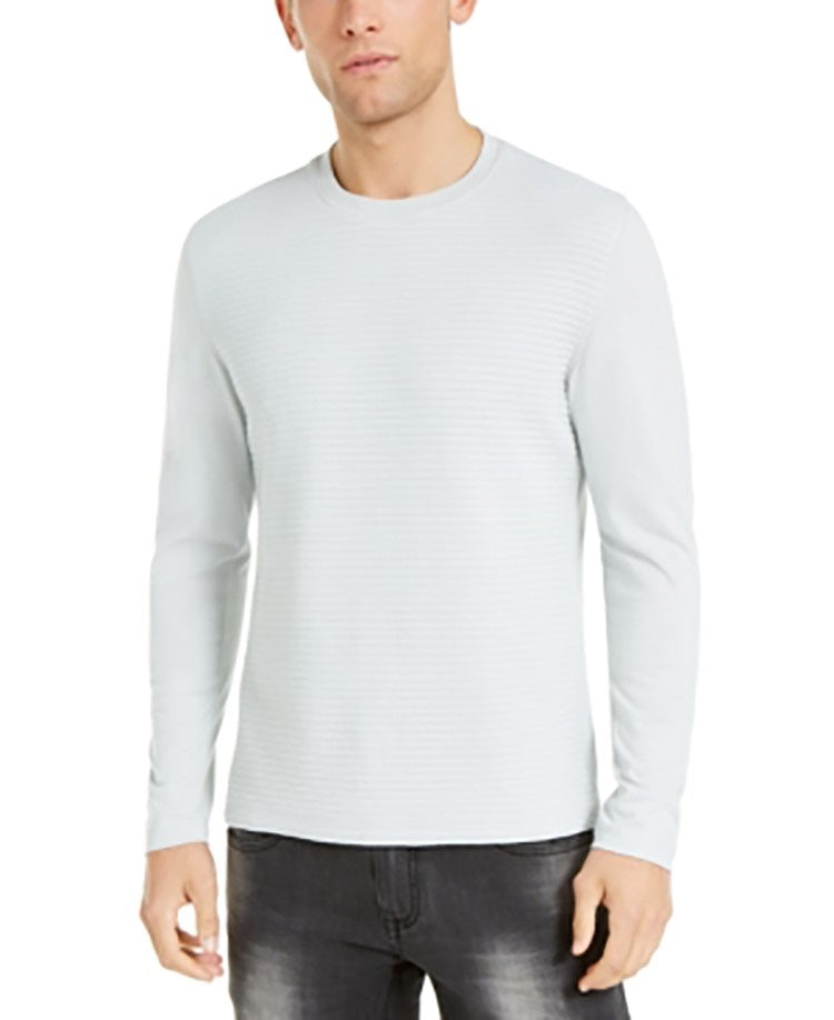 INC International Concepts Men's Pleated Textured Crew Sweatshirt Gray Size X-Small