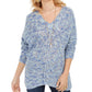 Style & Co Women's V-Neck Dolman-Sleeve Sweater Blue Extra Large