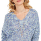 Style & Co Women's V-Neck Dolman-Sleeve Sweater Blue Extra Large