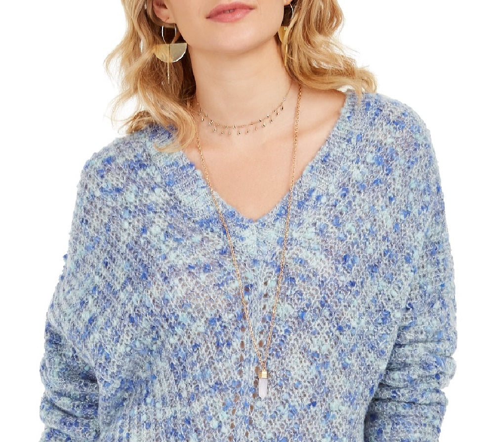Style & Co Women's V-Neck Dolman-Sleeve Sweater Blue Extra Large