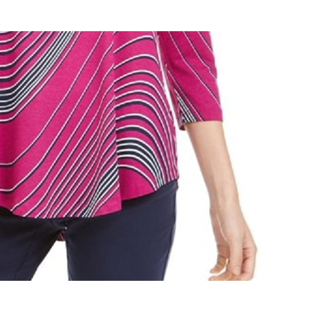 JM Collection Women's Swirl-Print T-Shirt Pink Size Extra Large