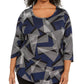 JM Collection Women's Plus Size Scoop-Neck Printed Top Blue Size Extra Large