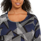 JM Collection Women's Plus Size Scoop-Neck Printed Top Blue Size Extra Large