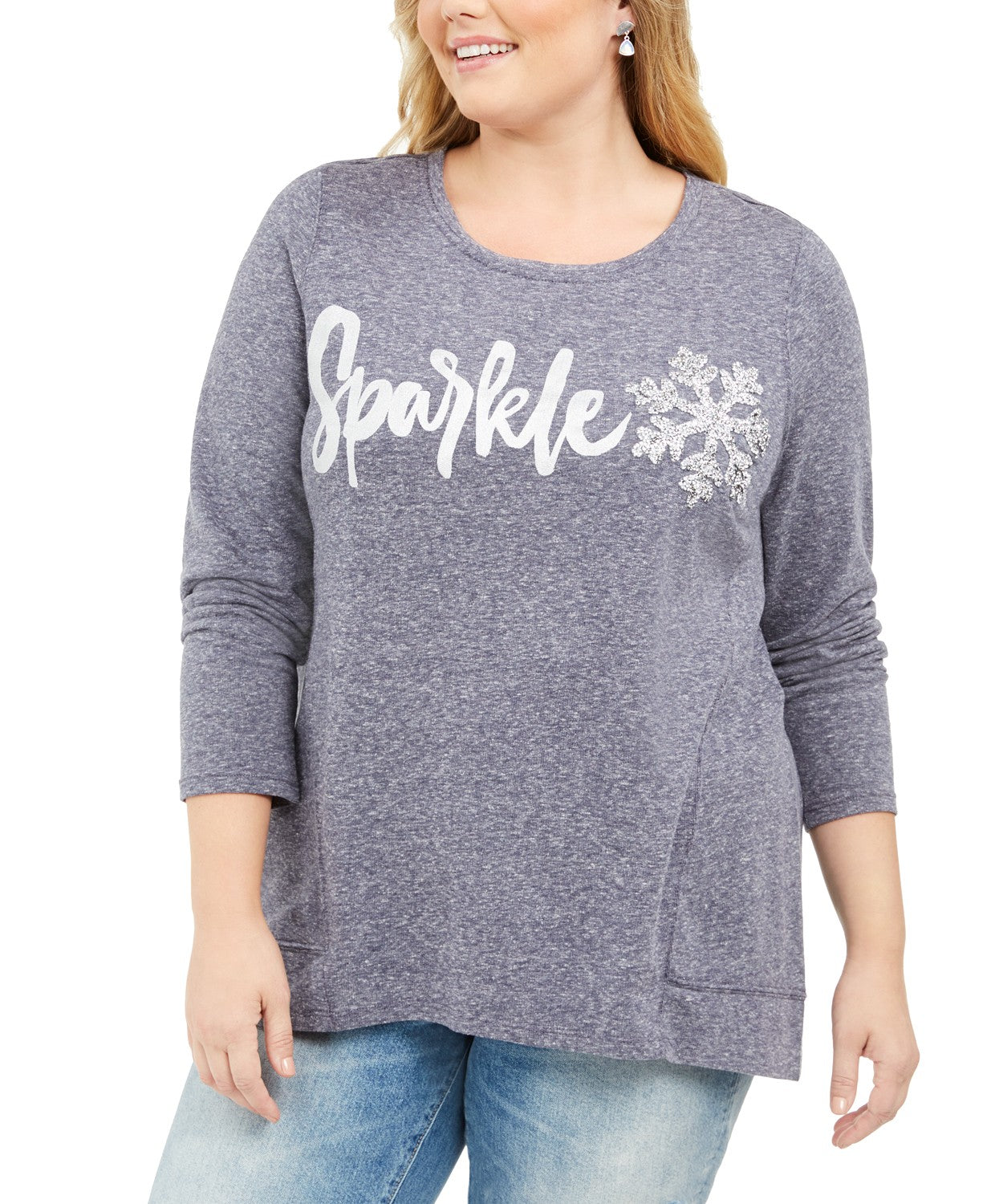 Style & Co Women's Whimsy Sweatshirt Blue Size Large
