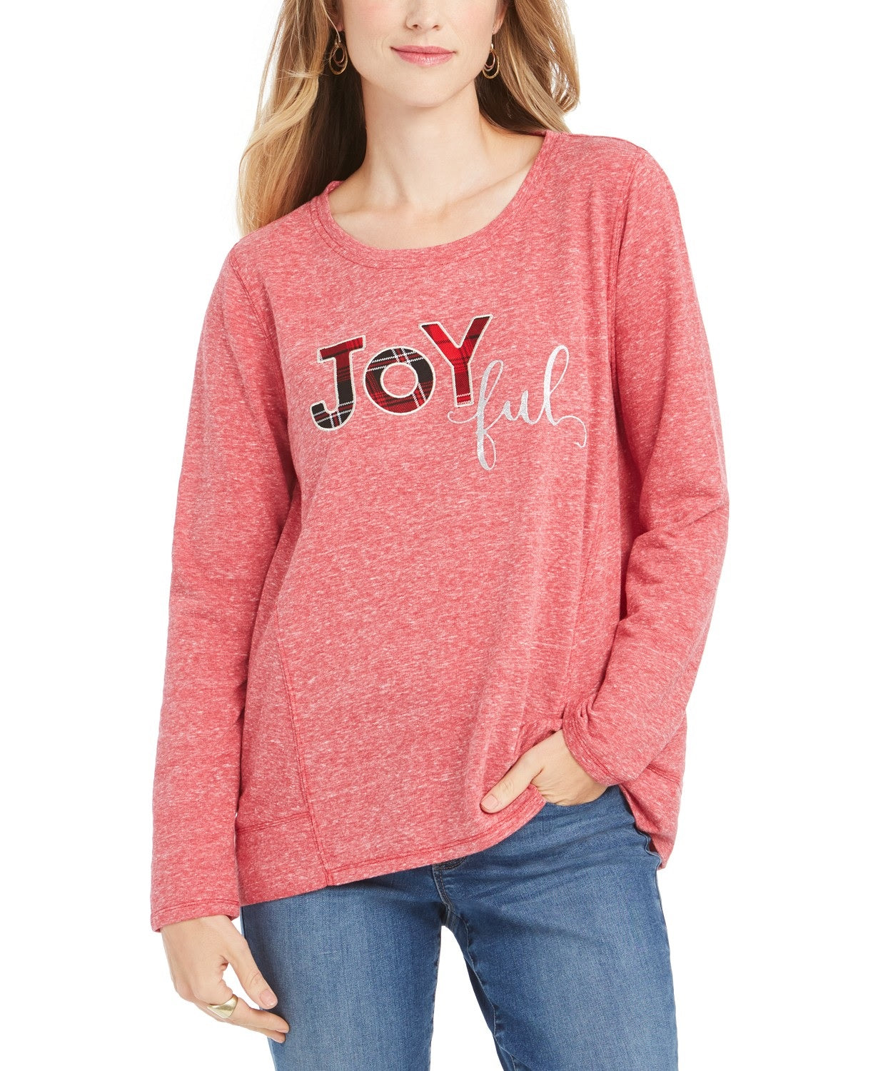 Style & Co Joyful Graphic Sweatshirt Red Size XX-Large