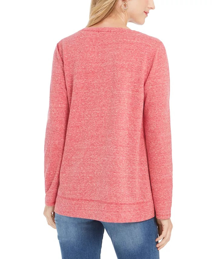Style & Co Joyful Graphic Sweatshirt Red Size XX-Large