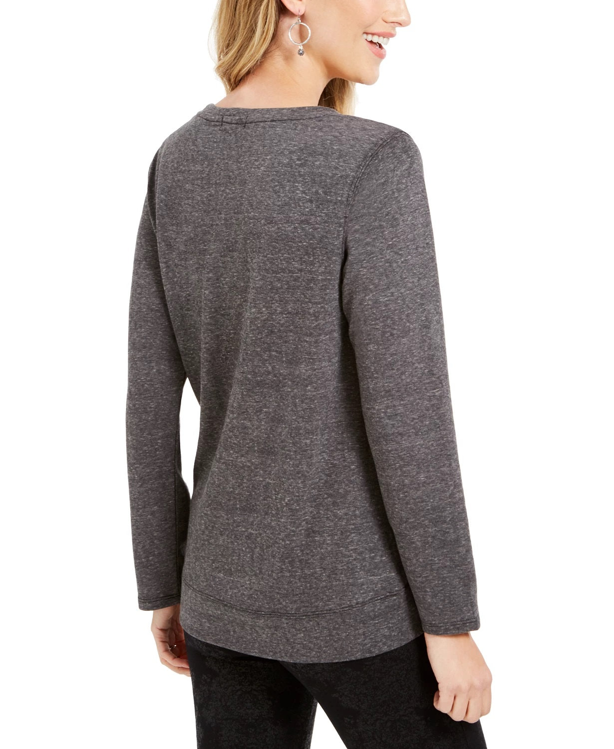 Style & Co Women's Snowflake Embellished Sweatshirt Black Size X-Large