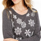 Style & Co Women's Snowflake Embellished Sweatshirt Black Size X-Large