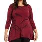 Alfani Women's Plus Size Printed Handkerchief-Hem Top Mal Gestr Stch Size OX