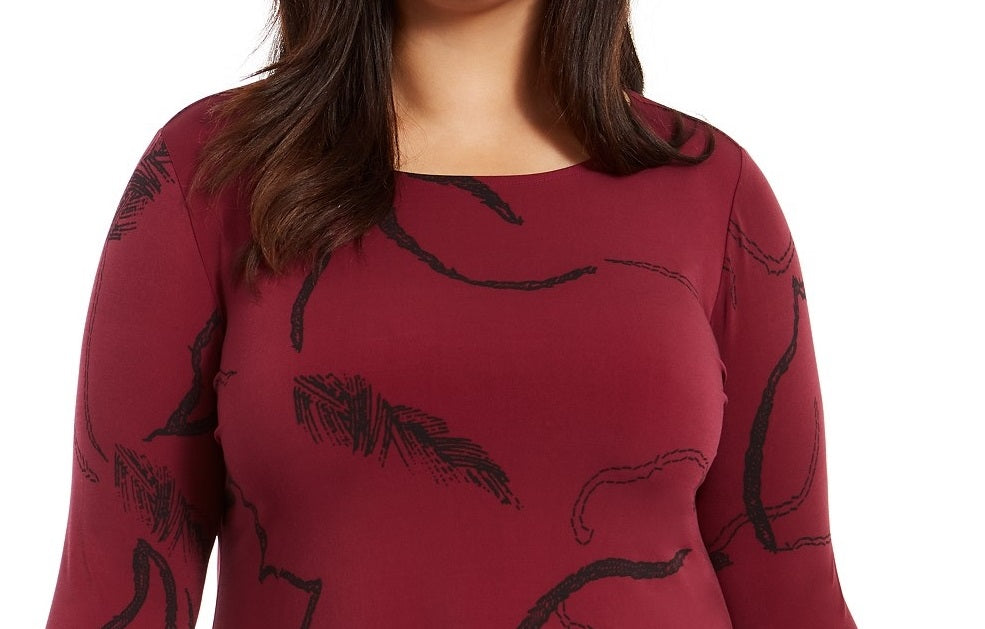 Alfani Women's Plus Size Printed Handkerchief-Hem Top Mal Gestr Stch Size OX