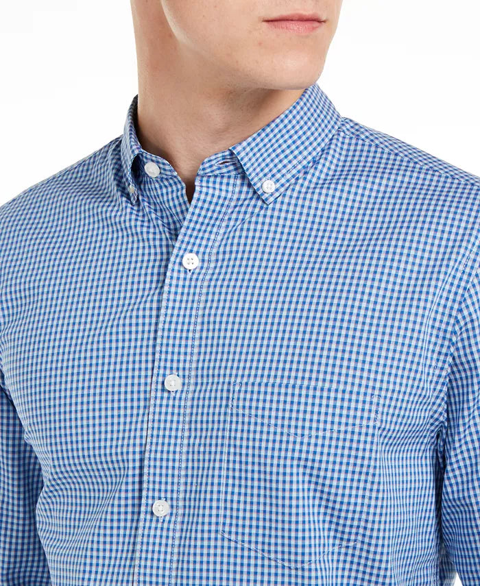 Club Room Men's Micro Check Shirt Navy Size Medium