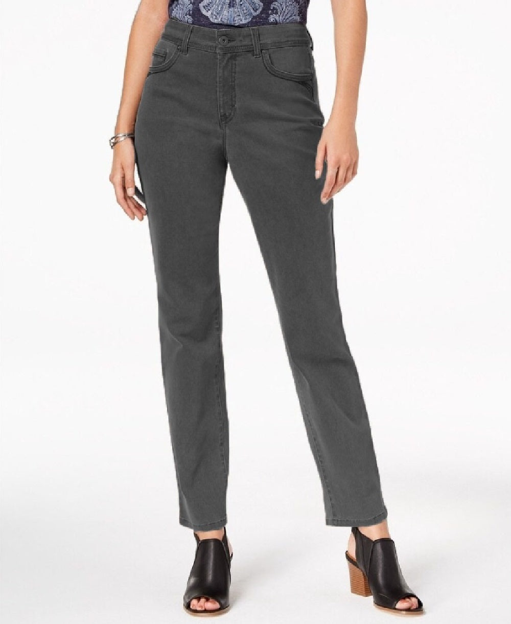 Style & Co Women's Rail Tummy-Control Straight-Leg Jeans Black Smudge Size 4