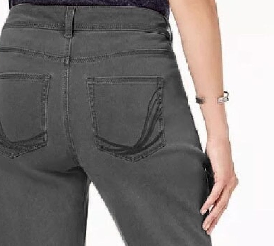 Style & Co Women's Rail Tummy-Control Straight-Leg Jeans Black Smudge Size 4