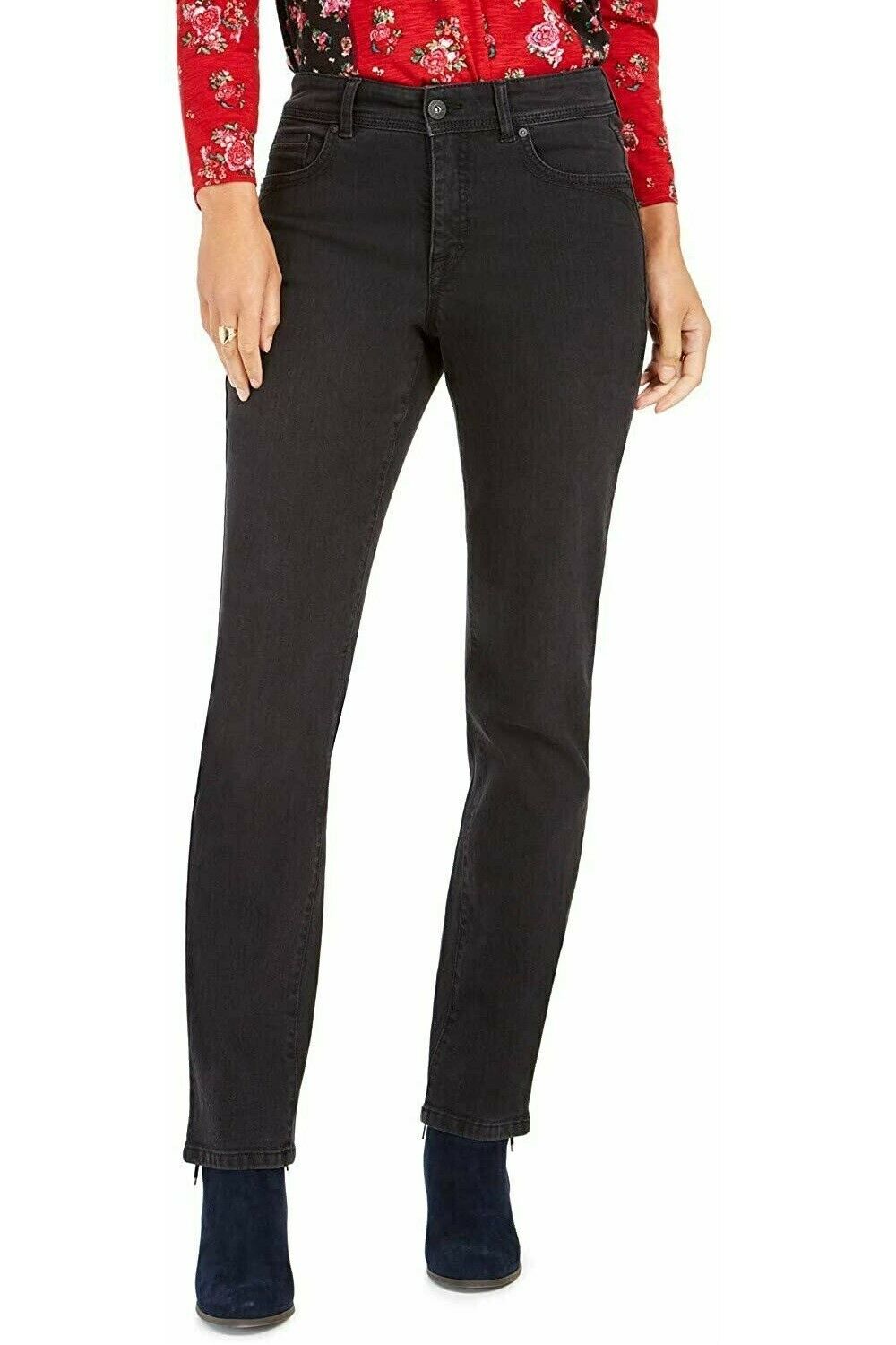 Style & Co Tummy-Control Straight-Leg Jeans Black Size 6