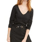 INC International Concepts Women's Belted Tunic Sweater Charcoal Size Extra Large