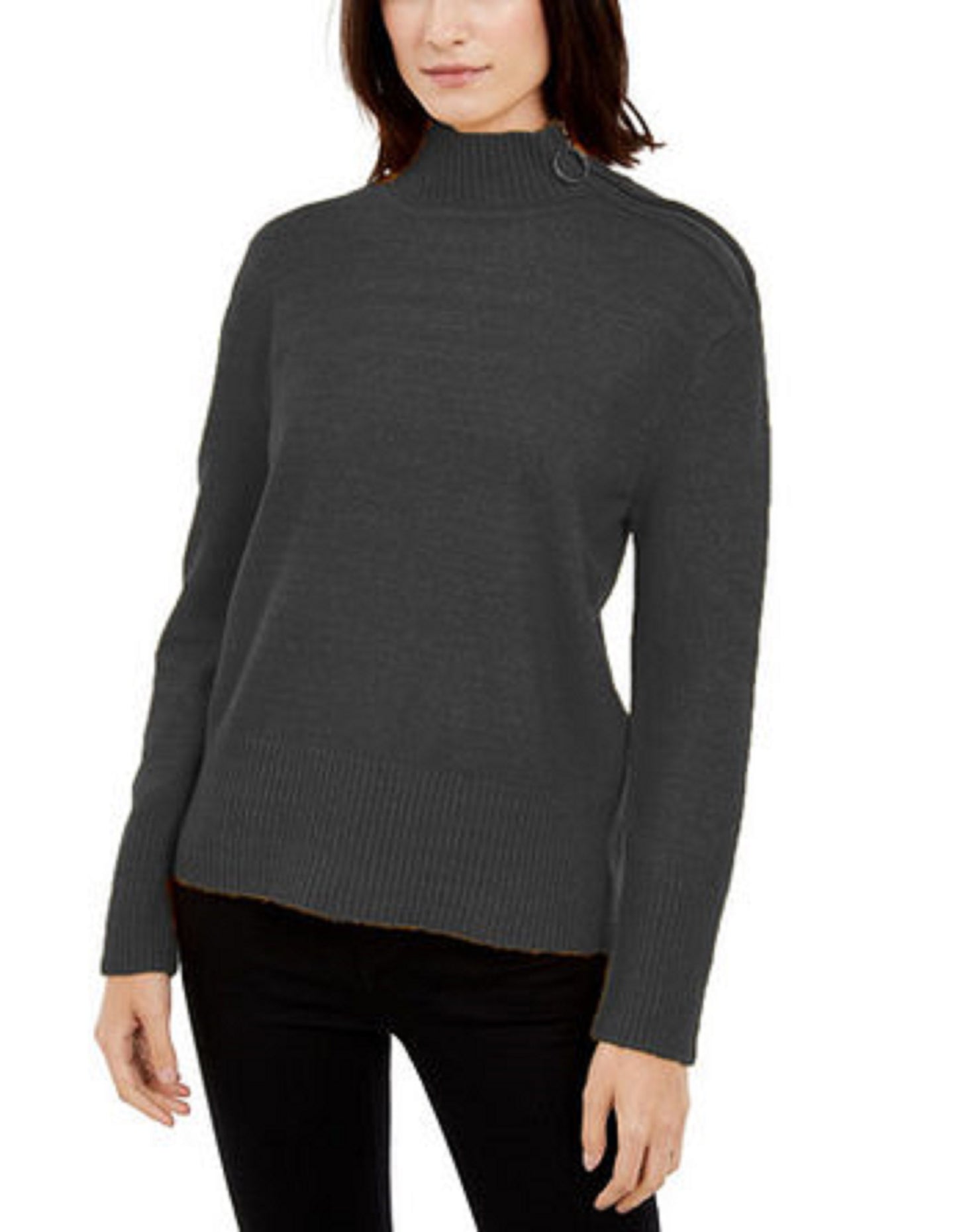 INC International Concepts Women's Side Zip-Up Sweater Black Size 2 ExtraLarge