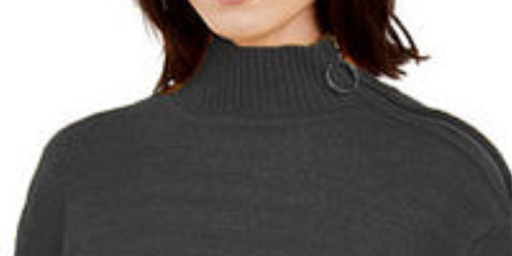INC International Concepts Women's Side Zip-Up Sweater Black Size 2 ExtraLarge