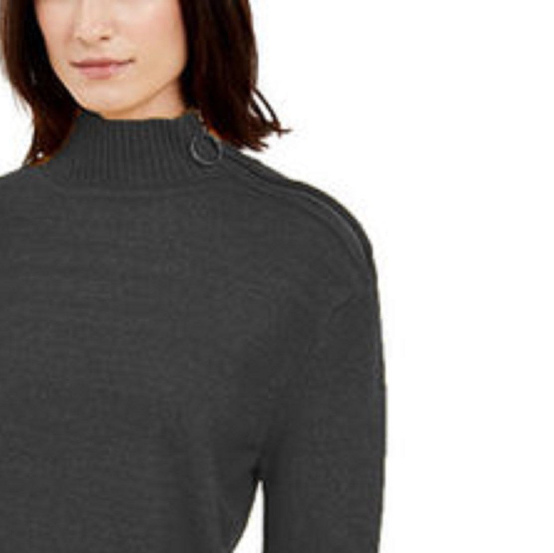 INC International Concepts Women's Side Zip-Up Sweater Black Size 2 ExtraLarge