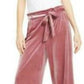 INC International Concepts Women's Velvet Wide-Leg Paperbag Pants Pink Size Extra Large
