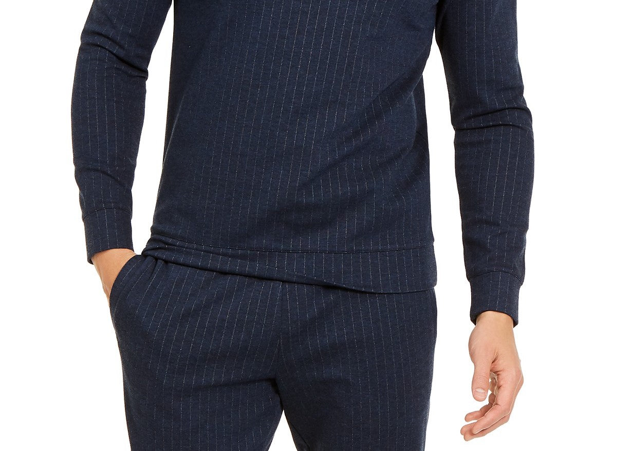 Alfani Men's Classic-Fit Stretch Stripe Knit Sweatshirt Navy Size Medium