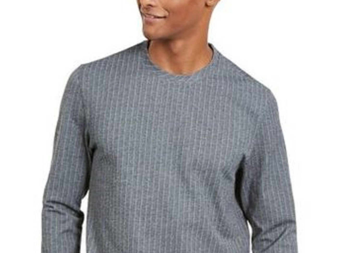 Alfani Men's Classic-Fit Stretch Stripe Knit Sweatshirt Gray Size Small