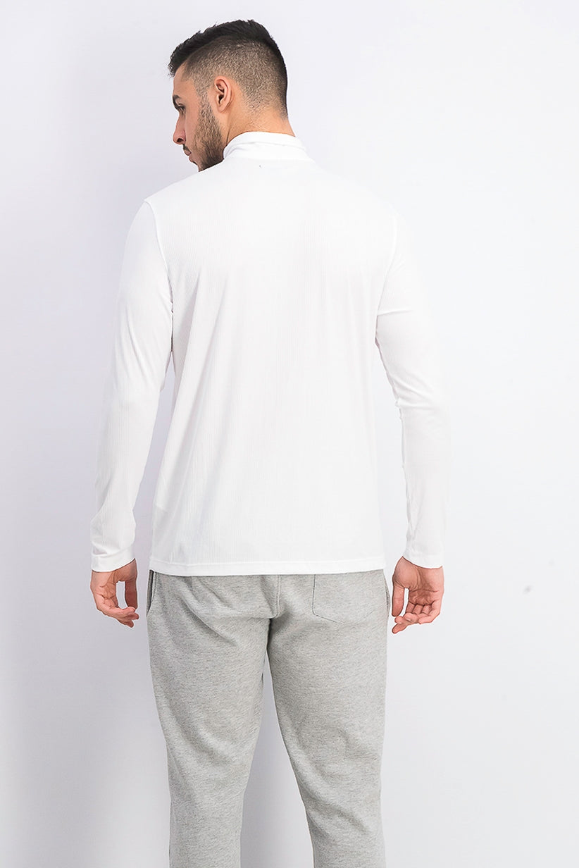 अल्फ़ानी पुरुषों का हल्का रिब्ड क्वार्टर-ज़िप पुलओवर सफ़ेद एक्स्ट्रा लार्ज