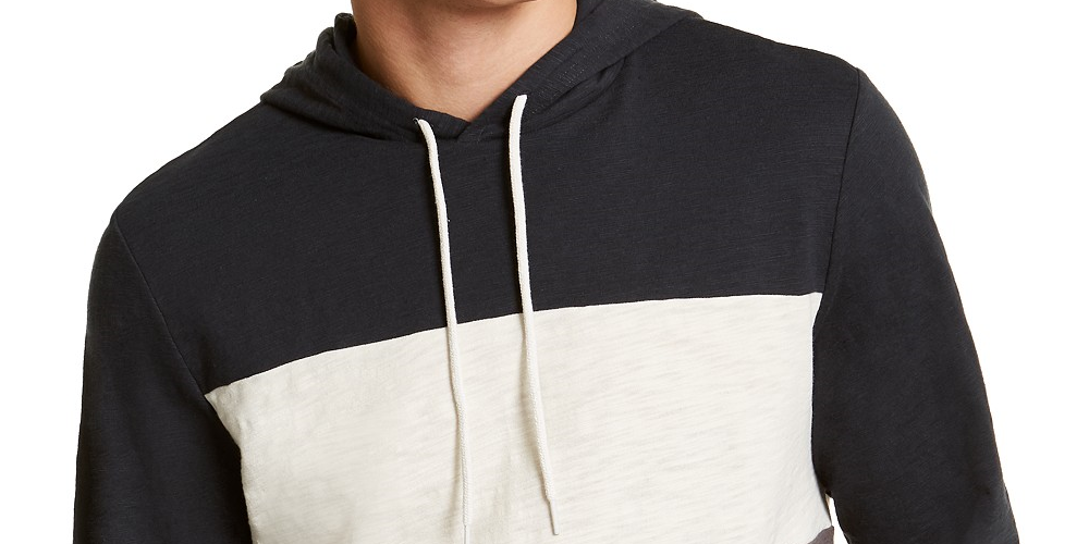 Sun + Stone Men's Colorblocked Hoodie Coal Size Large