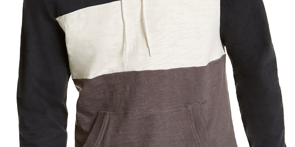 Sun + Stone Men's Colorblocked Hoodie Coal Size Large