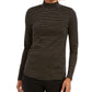 Charter Club Women's Striped Mock-Neck Top Black Size Large
