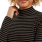 Charter Club Women's Striped Mock-Neck Top Black Size Large