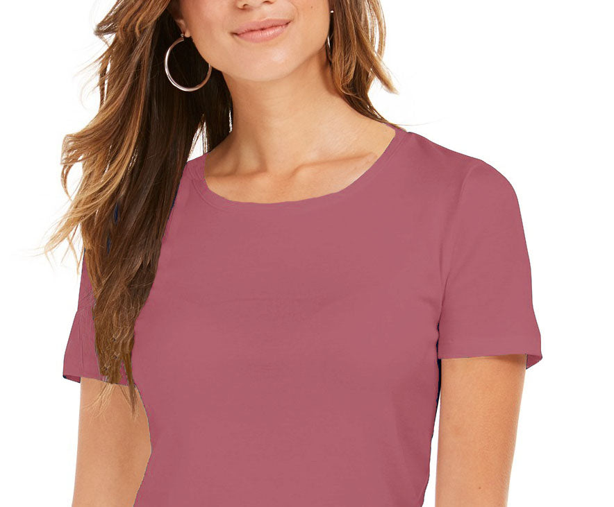 Style & Co Women's Scoop-Neck T-Shirt Med Orange Size Small