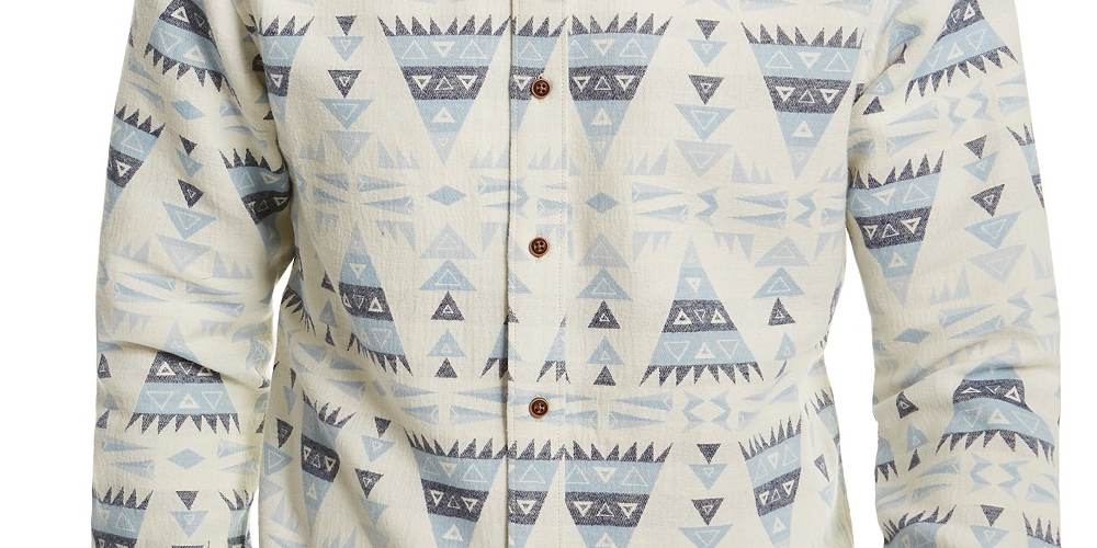 Sun + Stone Men's Jacquard Geometric Shirt Navy Size Small