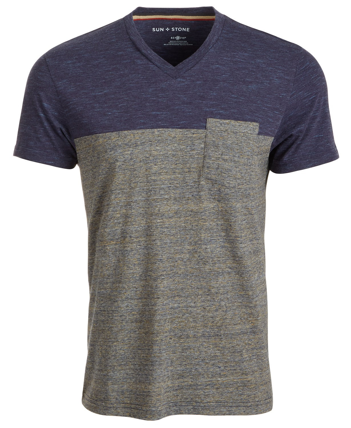 Sun + Stone Men's Aiden Pieced Patch Pocket T-Shirt Navy Size Large