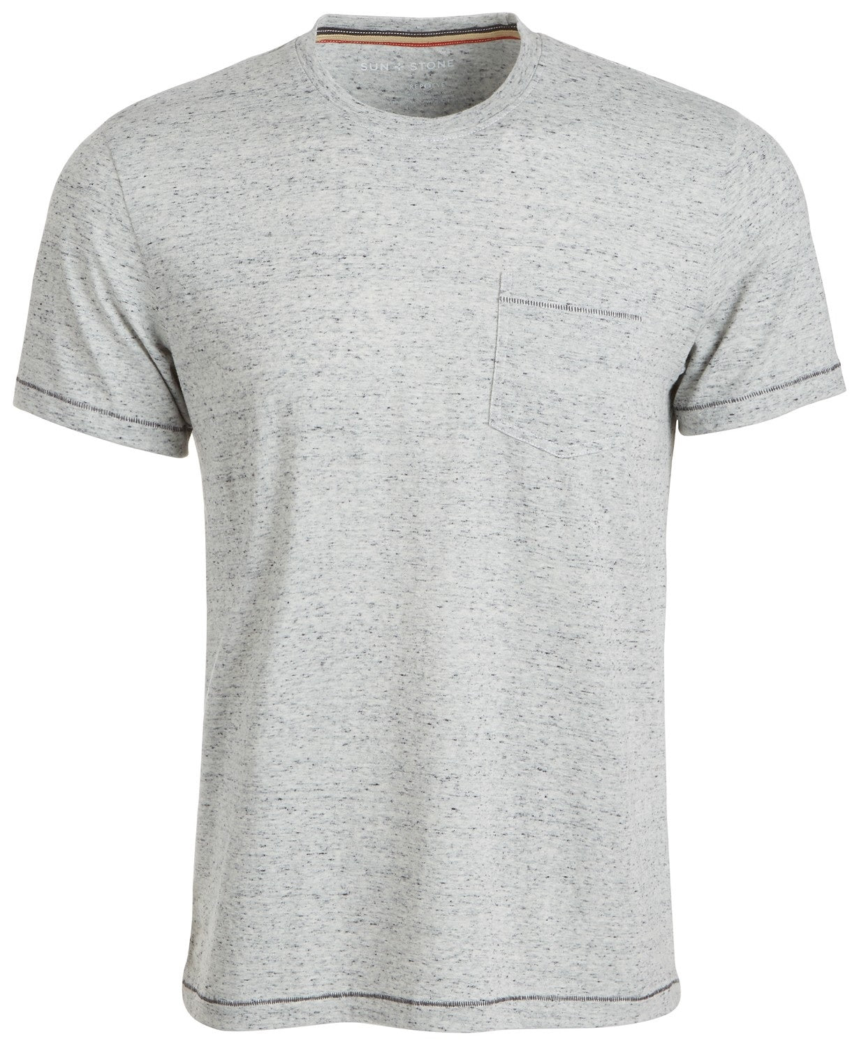 Sun + Stone Men's Blair Contrast Neck Stitch T-Shirt  White Size Large