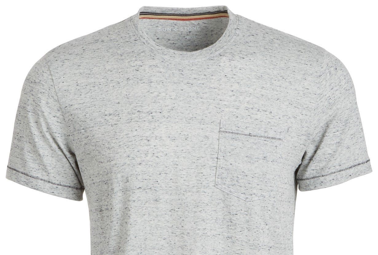 Sun + Stone Men's Blair Contrast Neck Stitch T-Shirt  White Size Large