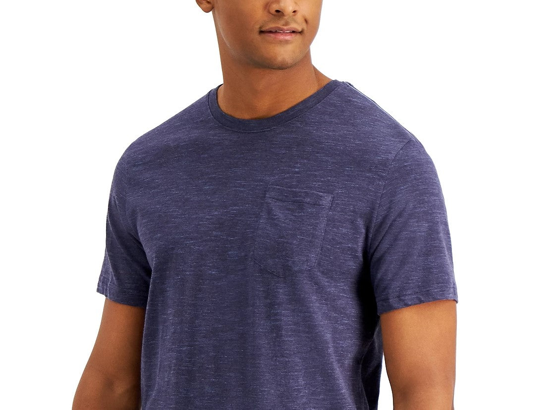 Sun + Stone Men's Dylan Contrast Chain Stitch T-Shirt Navy Size Medium